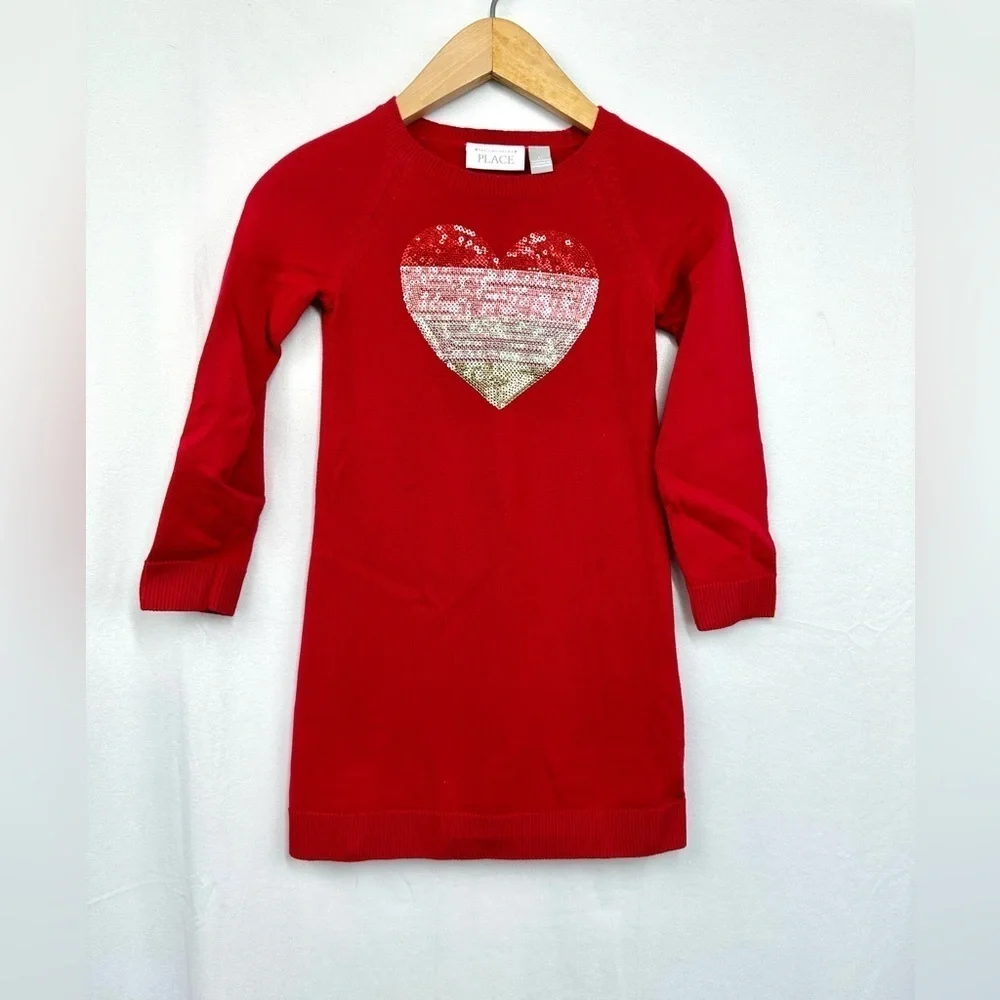 The Children's Place Sequin Heart Sweater Dress Size 5T